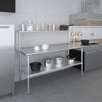 Stainless Steel Work Table with Wide Single Tier Overshelf | Metal Kitchen Prep Table & Shelving Combo (30" x 72" Work Table + 12" Overshelf)