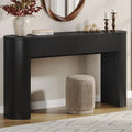 Entryway Table with Storage, Mid-Century Console Tables with 2 Drawers, Modern Fluted Sofa Table Behind The Couch, Foyer Tables for Entryway, Couch,Livingroom (Black, 55 Inches)