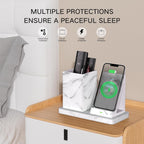 Multi-Functional Pencil Holder for Desk,marble Vegan Leather Organizers with Remote Control Holder,Pencil Holder Desk Organizer with Phone Wireless Charger for Office/Nightstand/Endtable