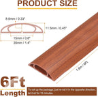 HARFINGTON 6ft Cord Cover Floor W0.6 x H0.33 Inner Channel PVC Hide Extension Cable Floor Wire Hider Wire Covers Protector for Prevent Cable Trips Cables Management, Wood Brown