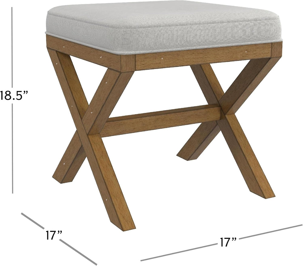 Hillsdale Somerset Backless Wood Vanity Stool for Makeup Room or Bathroom, Da...