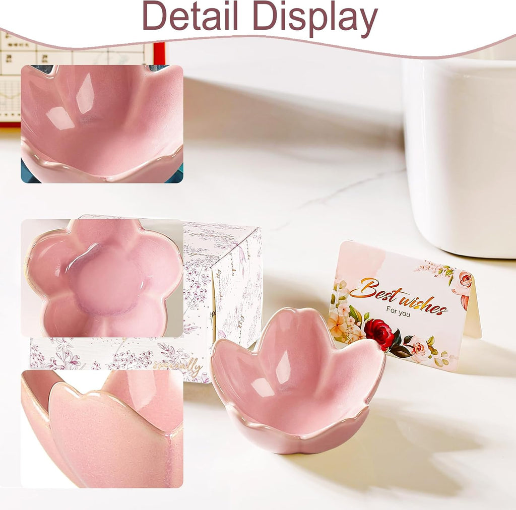 Jewelry Dish Birthday Christmas Gifts For Women Ceramic Ring Holder Jewelry Tray Vanity Organizer Pink Room Decor Aesthetic Dorm Bathroom Decor Decorative Trinket Dish for Rings Earrings Necklaces