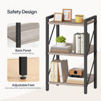 HOOBRO Bookshelf, 3-Tier Industrial Bookcase, Book Shelf Storage Organizer, Small Bookshelf with Metal Frame for Living Room, Bedroom, Home Office, Kitchen, Greige and Black BG71SJ01