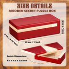 Gejoy Secret Puzzle Box Cash Gift Wooden Puzzle Box for Adults Brain Teaser Wooden with Hidden Compartments for Christmas Cash Gift(Red,15.5 x 8.4 x 5 cm,Classical)