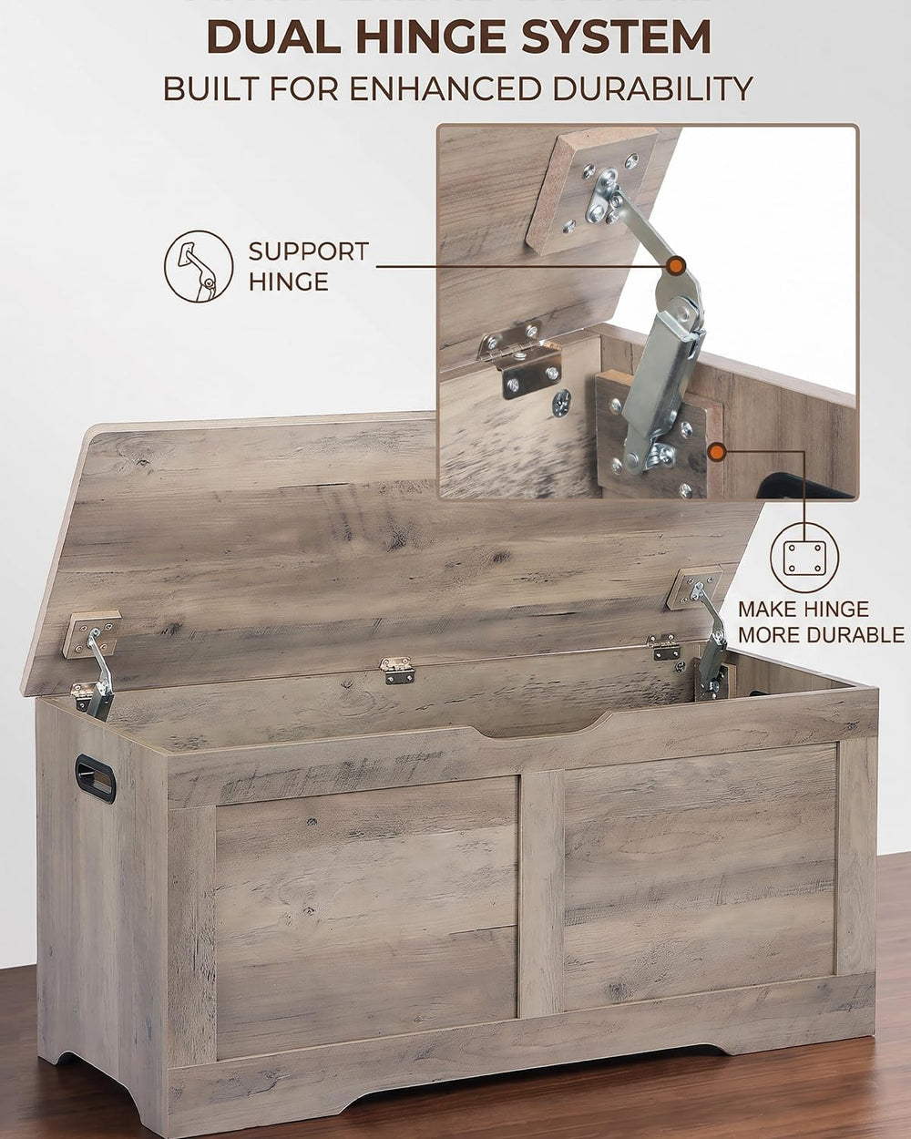 Timberer 39.4" Storage Chest, Storage Trunk with 2 Safety Hinges, Wooden...