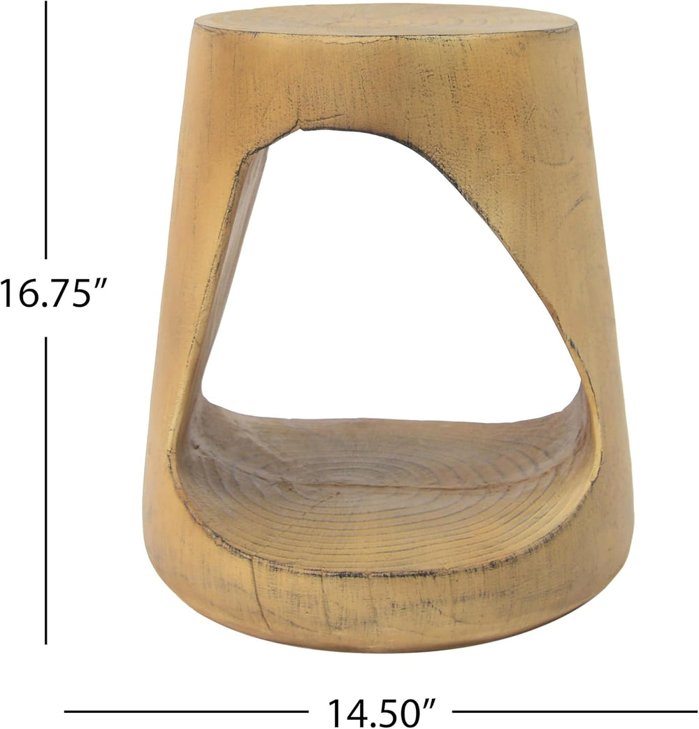 SSLin Round Hollow Side Table Distressed Brown Wood Grain End Table Fully Ass...