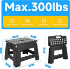 Folding Step Stool 9 inch Sturdy Enough Collapsible Stool to Support Adults - Opens Easy with One Flip Compact Foldable Foot Stool for Kitchen, Bathroom, Bedroom, Outdoor
