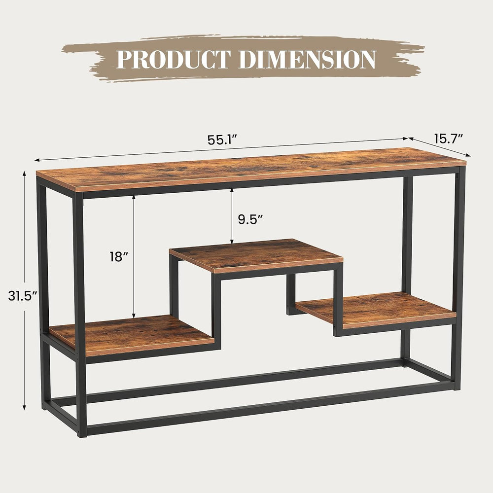 YOUDENOVA TV Stand for 55" TV, 3-Tier Storage Shelves, Rustic Brown | In...