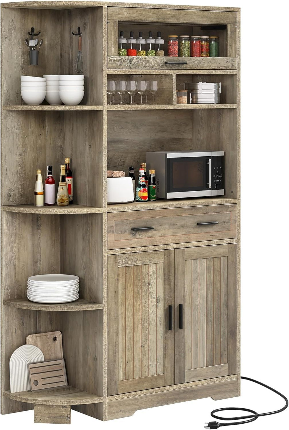 YITAHOME Kitchen Pantry Storage Cabinet, 67" Tall Kitchen Hutch with Out...