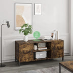 Novilla TV Stand for TV's up to 50 Inches, Modern Barn Door Entertainment Center TV Console, TV Table with Storage Bookcase Shelf for Living Room, 43 Inches, Brown