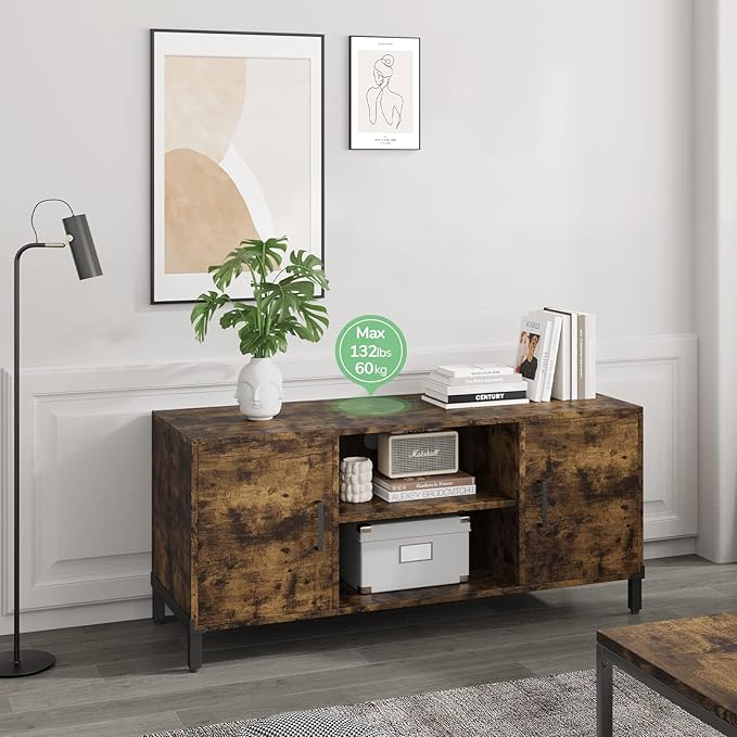 Novilla TV Stand for TV's up to 50 Inches, Modern Barn Door Entertainment Center TV Console, TV Table with Storage Bookcase Shelf for Living Room, 43 Inches, Brown
