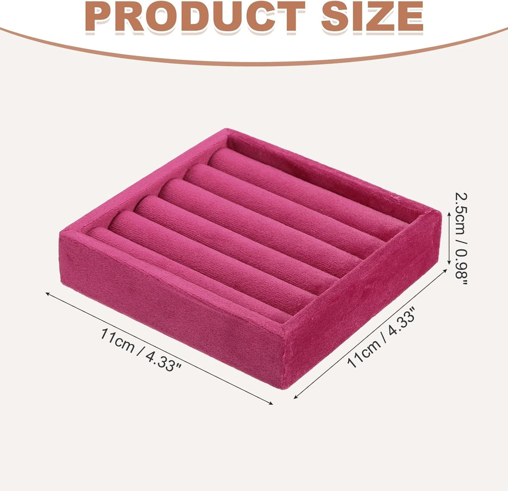 uxcell Stackable Jewelry Storage Tray, Jewelry Tray Drawer Organizer, Small Display Box for Earrings, Necklaces, Rings and Bracelets, Rose Red
