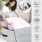 Large Canvas Soft Bedding, Garment Storage Organizer Bag for Wardrobe, Oversize Breathable Soft Bags for Queen/King Size Blankets, Duvets, Beige