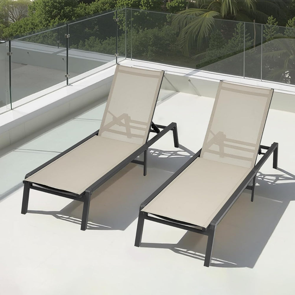 VEVOR Outdoor Chaise Lounge Chair Set of 2, 400 lbs Weight Capacity, Foldable...