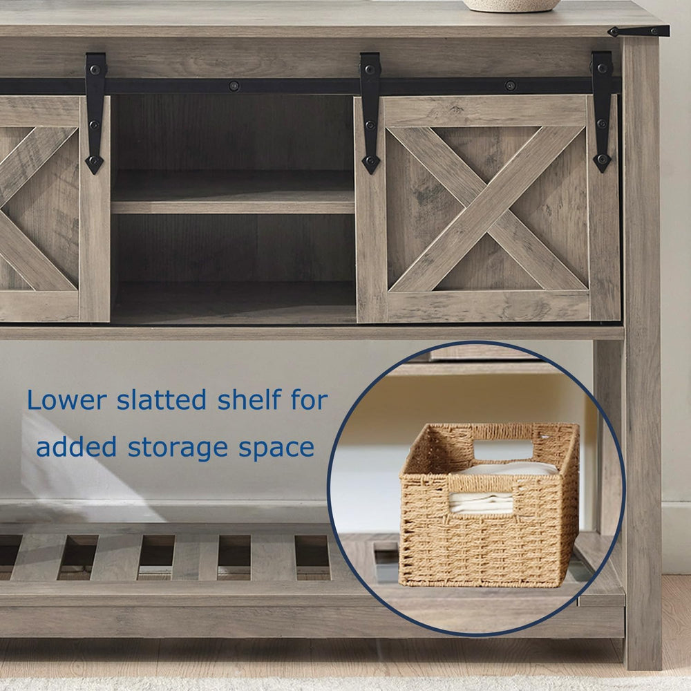 Grey Farmhouse Entryway Table, Rustic Hallway Table with Storage Shelf, Sofa ...