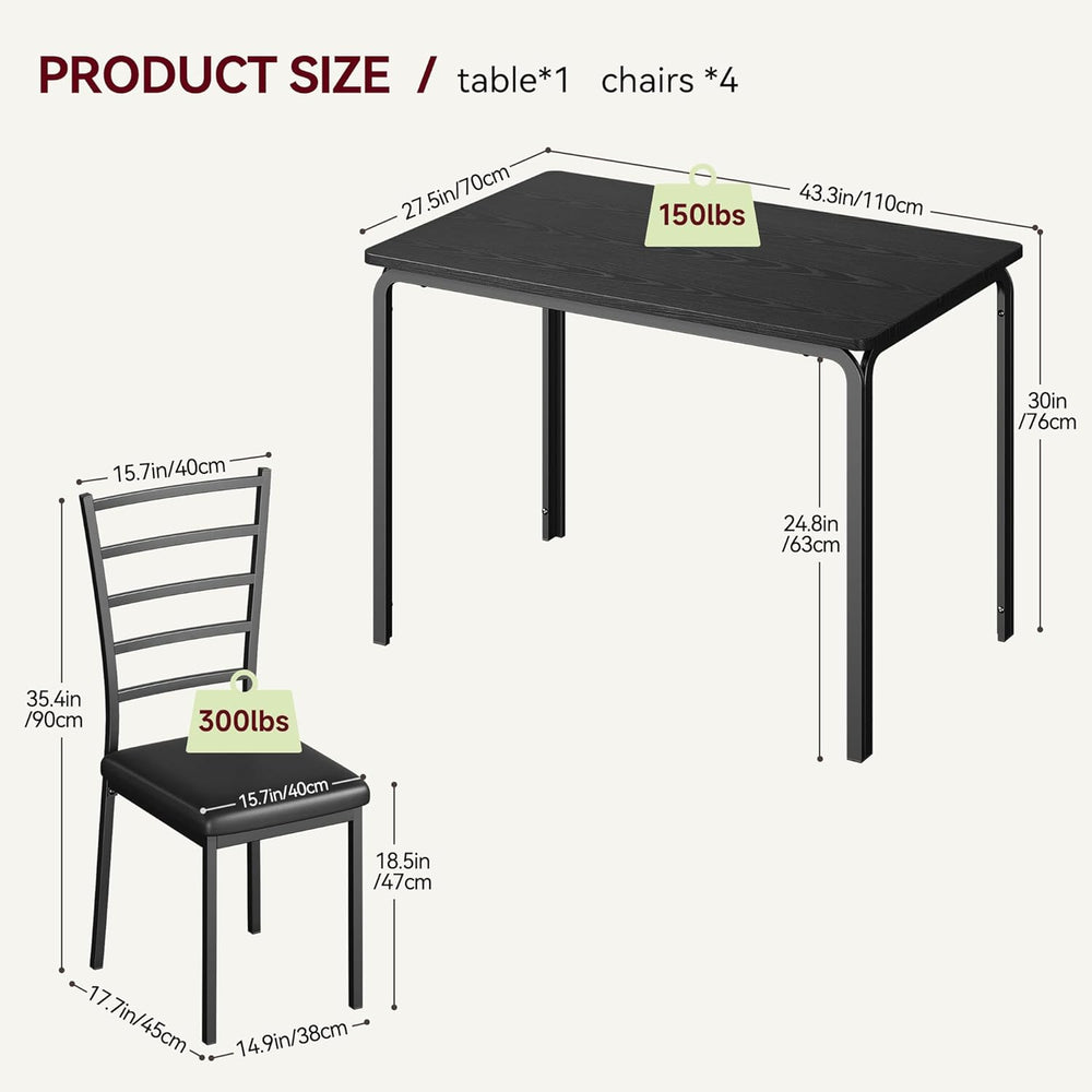 GarveeHome 5-Piece Kitchen Dining Room Table Chair Set for Small Space, Indoo...