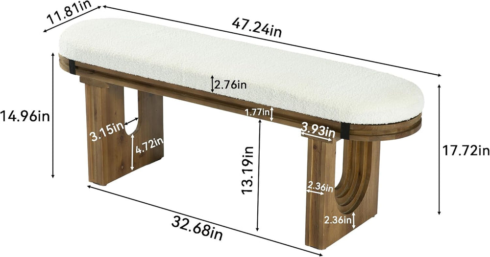 LITTLE TREE Solid Wood Bench, 47.24" End of Bed Bench, Entryway Bench wi...