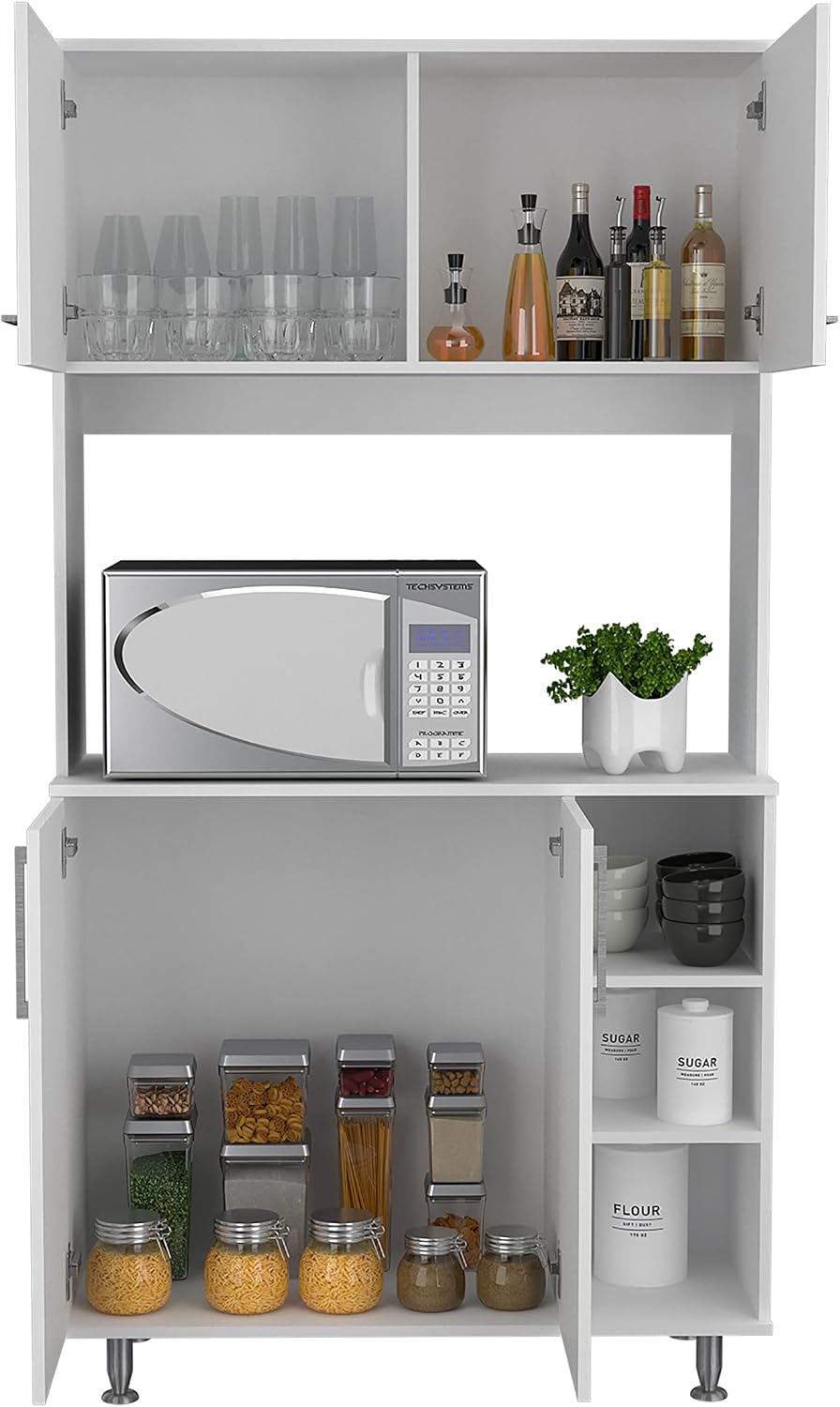 37.4" D*15.7" W*70.86" H Freestanding Kitchen Pantry with 2 Sh...