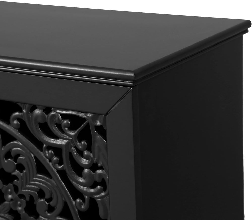 Antique Black Sideboard Buffet Accent Credenza Storage Cabinet with 2 Hollow ...