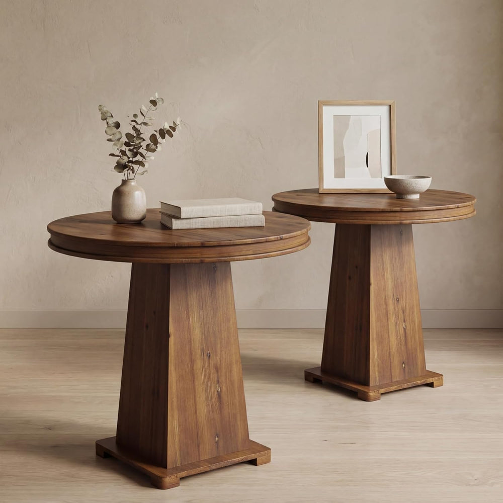 LITTLE TREE Solid Wood Round Dining Table, 31.5" Small Kitchen Table for...