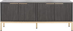 SAFAVIEH Lylia TV Stand for up to 65" Flatscreen – Black & Gold, 4 Doors with Interior Storage, Entertainment Media Console Cabinet (MED9623E)