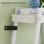 VECELO Ladder Shelf, 4 Tier Wooden Bookshelf with Metal Frame, Freestanding Bookcase Display Shelves and Plant Stand for Living Room/Farmhouse/Bedroom/Home Office-White