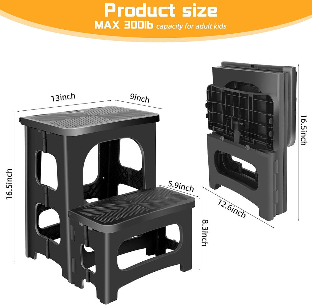 2 Stool Portable Footstool Multifunctional Collapsible, Anti-Slip | 300LB Cap...