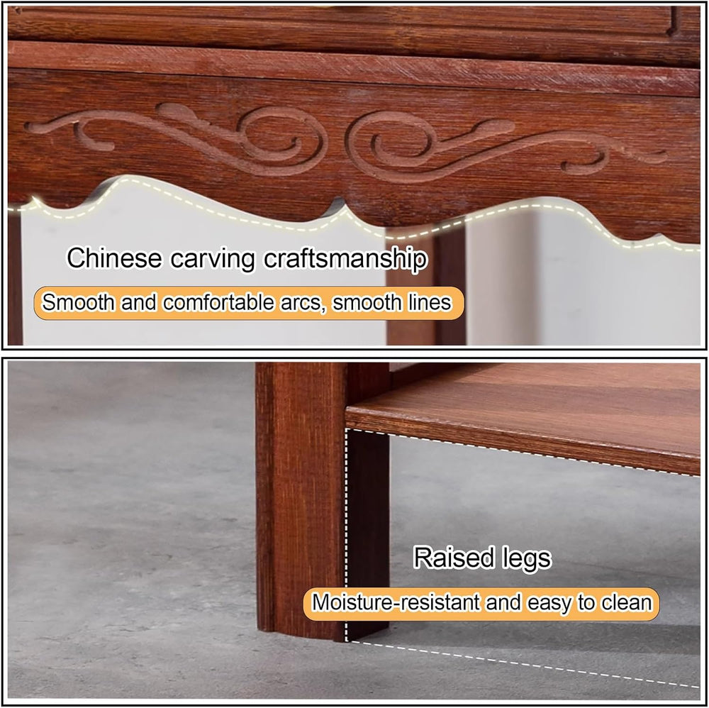 Personal Shrine Altar Table with Storage, Bamboo Meditation Altar Cabniat, Ch...