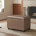 Joveco 24" Storage Ottoman Bench with Wheels, Rectangle Faux Leather Foot Stool for Living Room, Bedroom, Entryway, Earthy Light Brown Veining