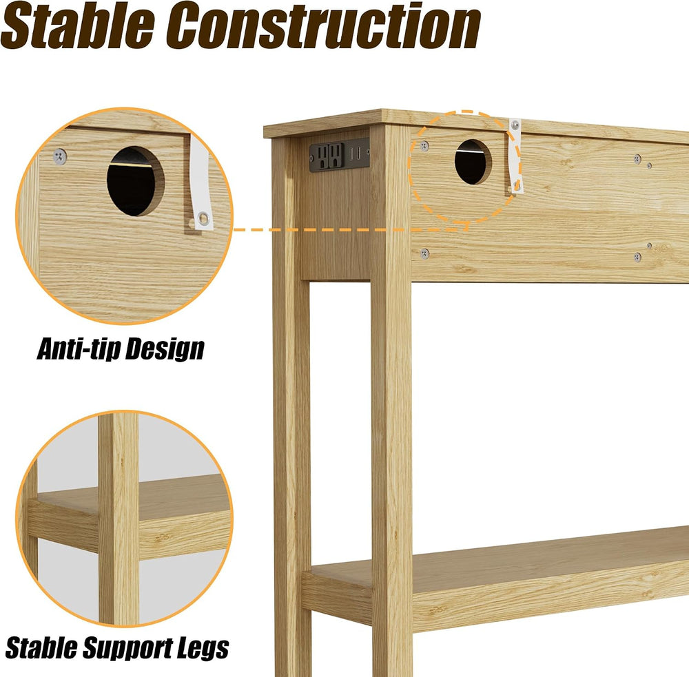 Entryway Table, Rattan Console Table with 3 Storage Drawers and Storage Shelf...