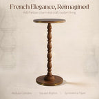 Small Round Side Table - End Tables for Living Room, Vintage Accent Drink Table for Small Spaces, Bedroom, Corner, Solid Wood Couch Side Tables with Wooden Pedestal, Modern Nightstand, Walnut