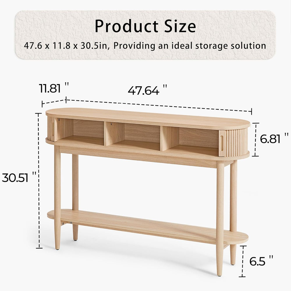 LINSY Fluted Console Table with Storage, Entryway Table Wood Entrance Tables ...