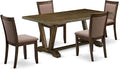 East West Furniture V777MZ748-5 5 Piece Dining Room Furniture Set Includes a Rectangle Dining Table with V-Legs and 4 Coffee Linen Fabric Upholstered Chairs, 40x72 Inch, Multi-Color