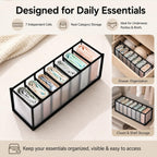 Nylon Drawer Dividers Breathable Mesh Organizers With Reinforced Edges For Lingerie, Socks, Underwear And Travel, 7 Grid