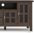 SIMPLIHOME Artisan TV Stand - 72 inch Wide Solid Wood Media Console in Farmhouse Brown, Contemporary Entertainment Center for Living Room for TVs up to 80 Inches with Drawers and Cable Management