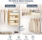 Hanging Closet Organizer Extra Large, Clothes Hanging Shelves for Closet with Divider, Collapsible Closet Storage System, Fabric Closet Hanging Organizer for Home, Dorm, Rv, ,Handbags, Underwear, Sock