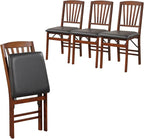 Giantex Folding Dining Chairs Set of 4, Foldable Wood Kitchen Chairs with Padded Seat, Solid Wood Frame, Max Load 400 Lbs, No Assembly Easy to Store Wooden Dining Chairs for Apartment, Small Space