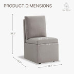 Upholstered Dining Chairs with Casters, Modern Dining Room Chairs Set of 2 with Hidden Storage & 4 Wheels, Single Sofa Chair for Kitchen, Reading Room, Waiting Room, Taupe