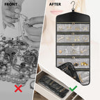CHICECO Travel Jewelry Holder Organizer,Hanging Jewelry Organizer Storage with Zippered Pockets for Cloest,Jewelry Holder for Earrings, Necklaces (Grey Black)