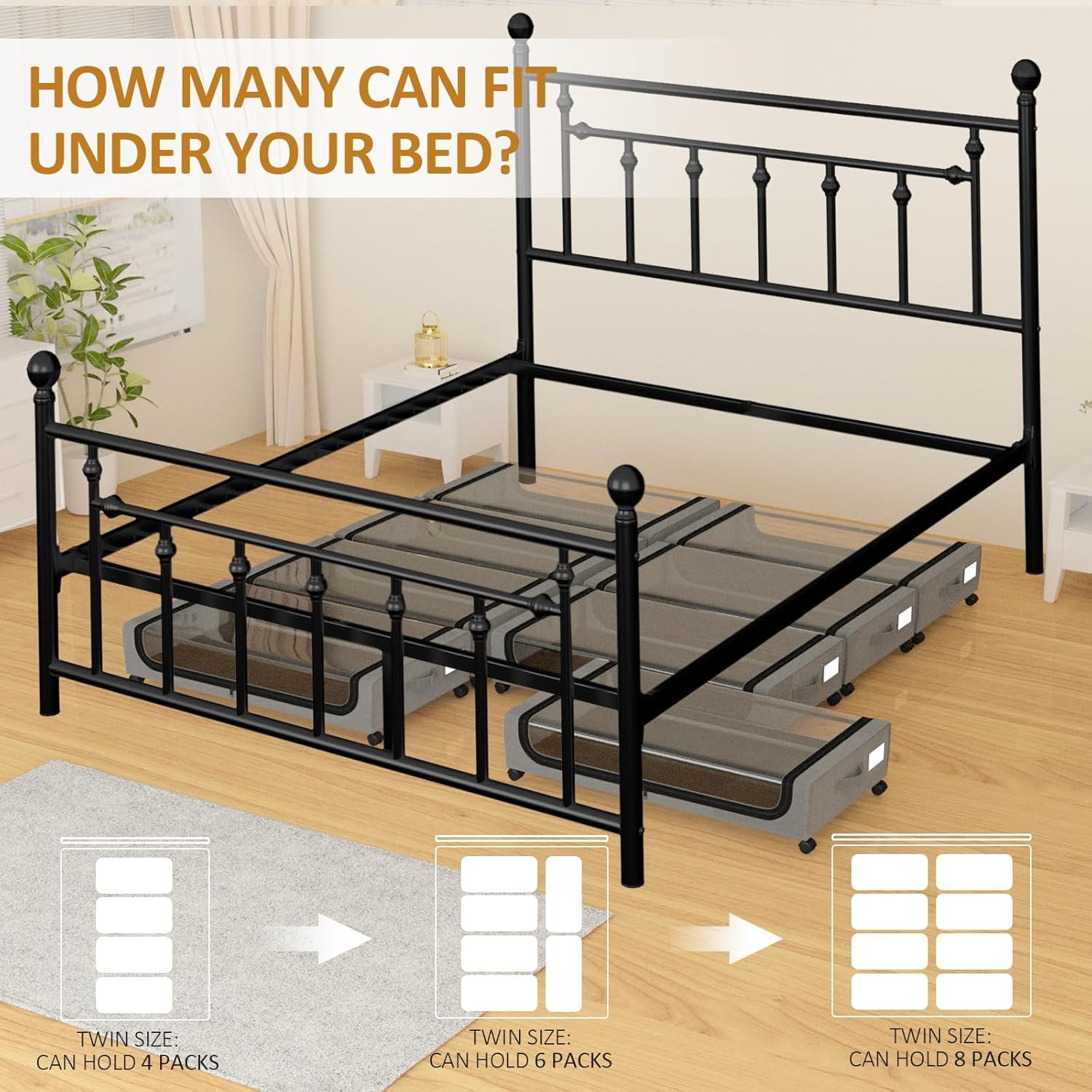 Large Under Bed Storage with Wheels, Under Bed Storage Containers, Under Bed Shoe Storage Organizer, Rolling Underbed Storage Containers for Bedroom Clothes Shoes Blankets, 4 Pack, Grey