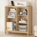 FATORRI 5 Cube Bookshelf, Wood Bookcase with 3 Adjustable Shelves, Modern Cube Storage Organizer Shelf for Home Office (Light Walnut)