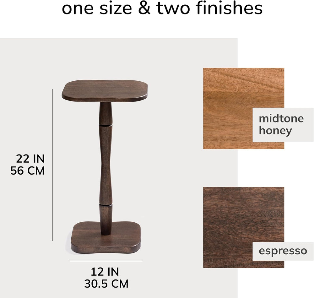 MH London Destiny Drink Table - 22" High Solid Mango Wood Pedestal Side ...