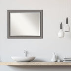 Amanti Art Grey Wall Mirror 27x33 Burnished Concrete Rectangle Bathroom Mirror for Wall Decor Living Room, Large Modern Contemporary Wood Frame, Hangs Horizonally and Vertically, Bathroom Decor