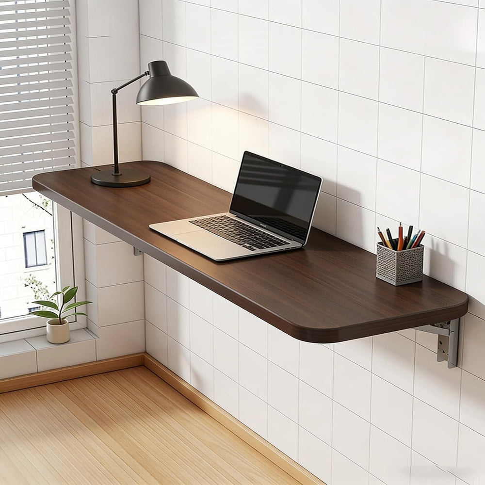 Wall Mounted Drop Leaf Table, Sturdy Wood with Heavy Duty Bracket, Foldable S...