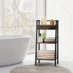 3-Tier Bathroom Ladder Shelf with Drawer, Bathroom Floor Storage Shelf, Freestanding Tower Shelf Ladder Bookshelf for Living Room, Bedroom