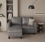 SITJOY 65" Faux Leather Modular Sectional Sofa with Storage, Mid Century Modern Sectional Couches for Living Room, Soft Padded Armrests, 2 Seater L-Shaped Loveseat with Ottoman, Gray