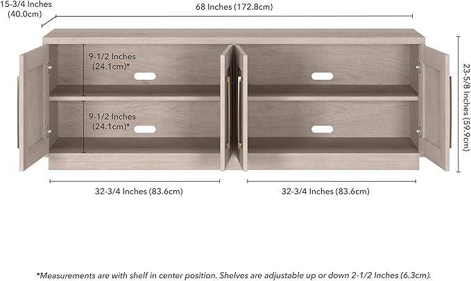 Henn&Hart TV Stand for TVs up to 75'' with 2 Concealed Storage Ca...