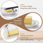 Butter Dish with Clear Lid, Butter Keeper for Countertop, Airtight Butter Dish, Plastic Butter Keeper Tray for West/ East Coast Butter, Dishwasher Safe(White)