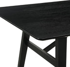 Armen Living Channell Mid Century Modern 5 Piece Black Wood Dining Table Set with Charcoal Fabric