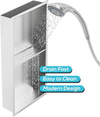 Stainless Steel Shower Niche 24" X 12", No Tile Needed Wall Niche Double Shelves, Recessed Niche Shower for Bathroom Storage, Brushed Nickel